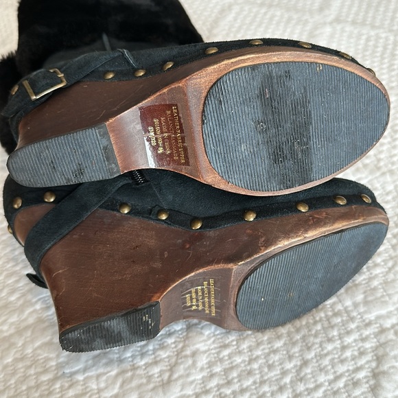 Colin Stuart Black Faux Fur & Suede Leather Studded Booties Size 8.5 - Picture 10 of 14